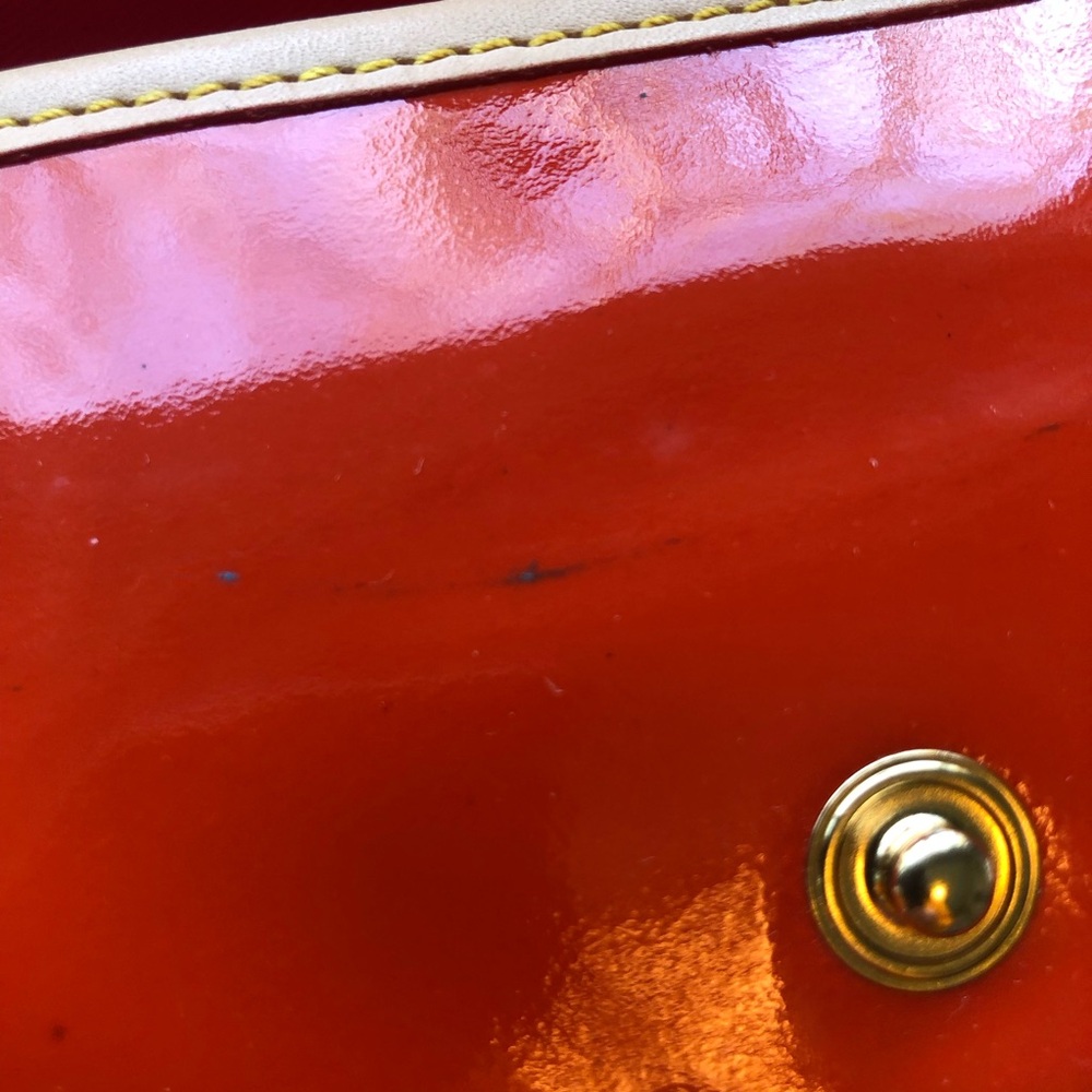 Dooney & Bourke Orange Patent Wristlet with Tan Trim - Picture 5 of 7